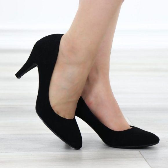 Shoes - Closed Toe Low Mid Heel Dress Velvet Pump